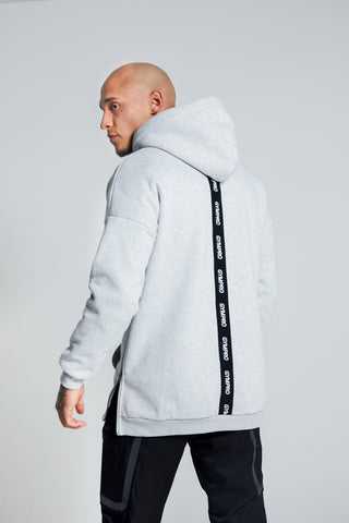 Mens - Longline Hoodie - Grey