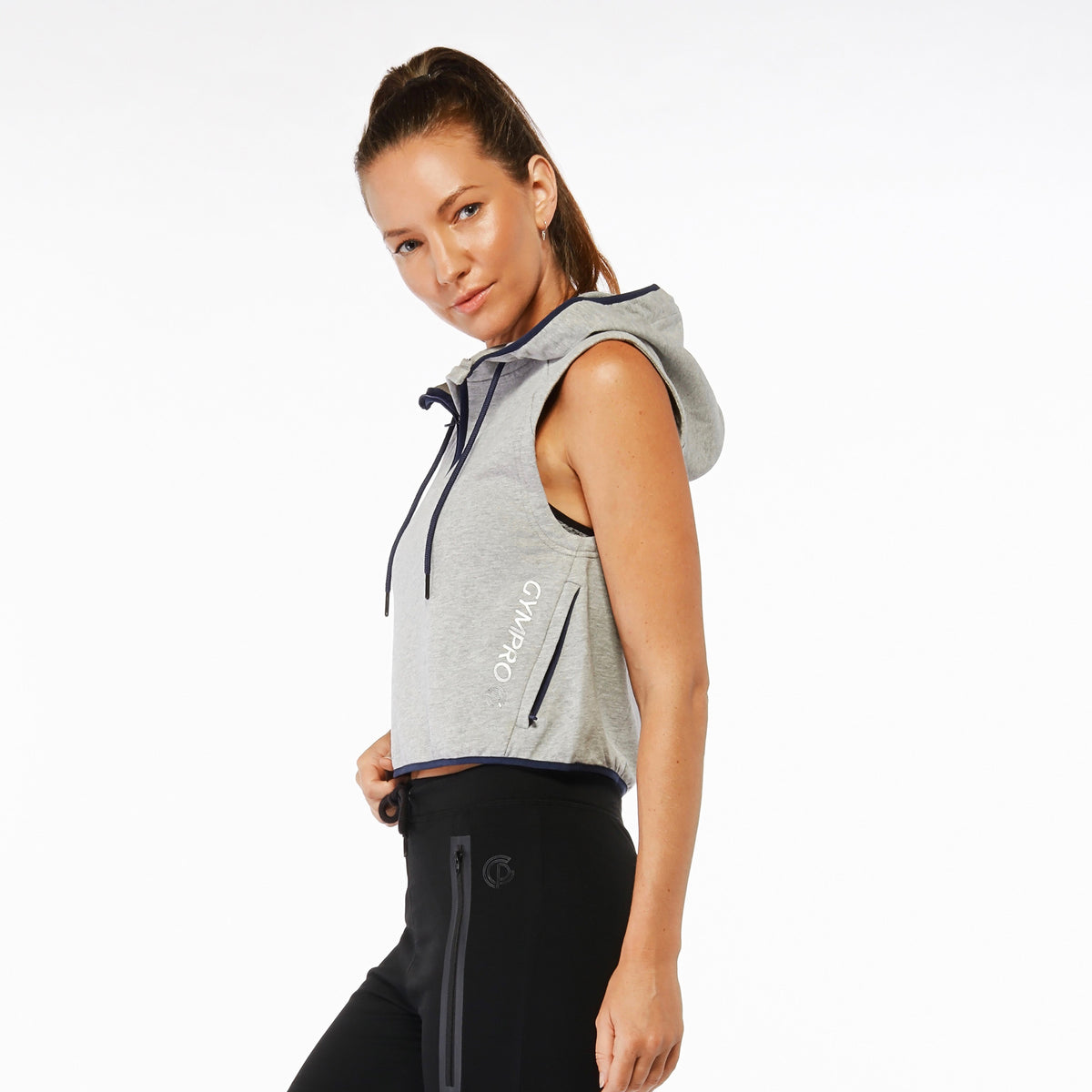 Cropped sleeveless hoodie women's deals