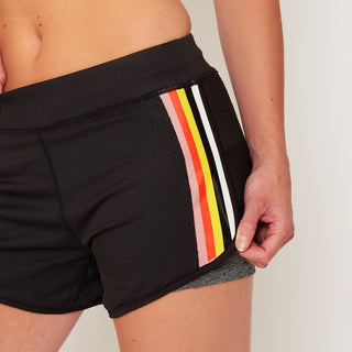 Womens - Fusion Stripe Training Shorts - Black