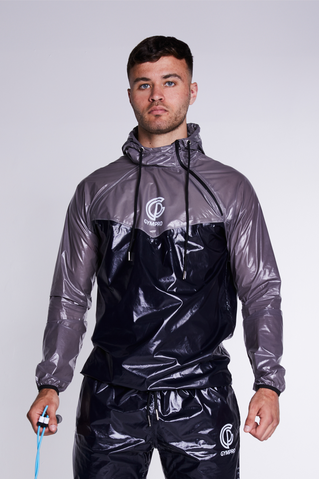 Hybrid Performance Sweat Suit Top Black/Grey GymPro Apparel