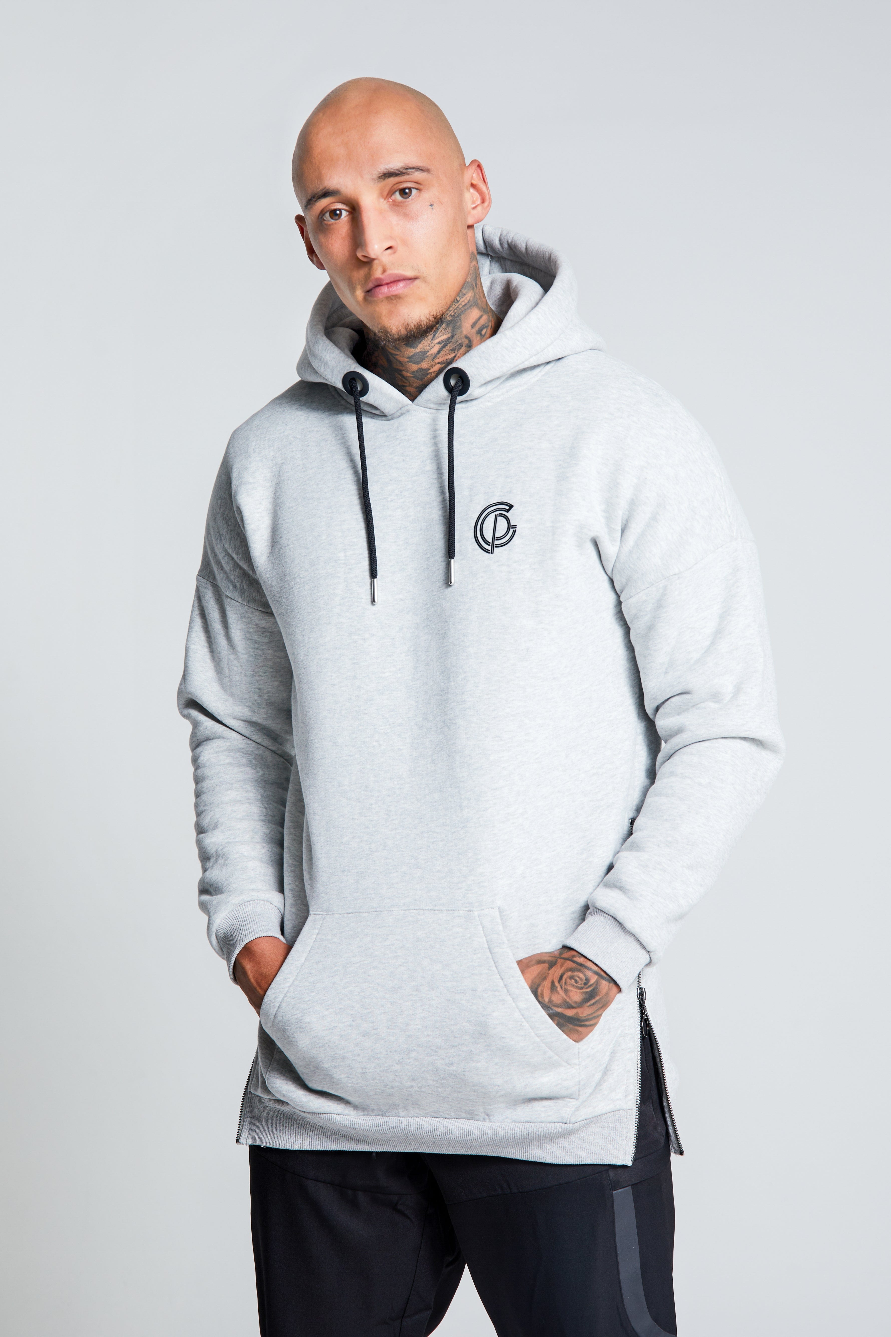 Mens Longline Hoodie Grey - Main Image