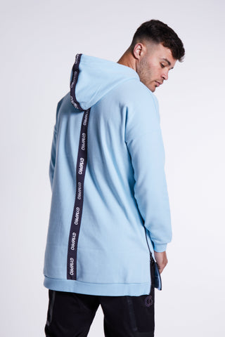 Mens - Pouch Longline Hoodie - Blue