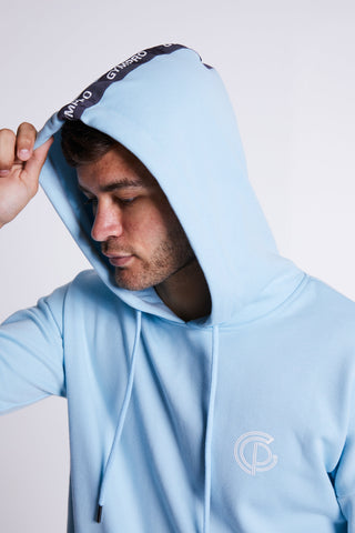 Mens - Pouch Longline Hoodie - Blue