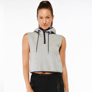 Grey GymPro Evolution Cropped Sleeveless Hoodie