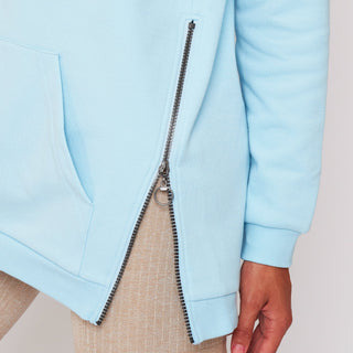 Womens - Pouch Longline Hoodie - Blue
